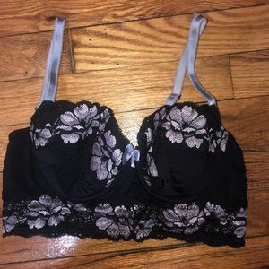 Black and lavender lace bra